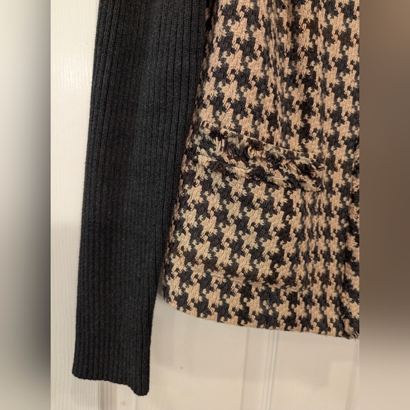 Cabi Zip Front Sweater Jacket Beige Houndstooth Gray Knit Sleeves wool  bland 12 - Picture 8 of 10